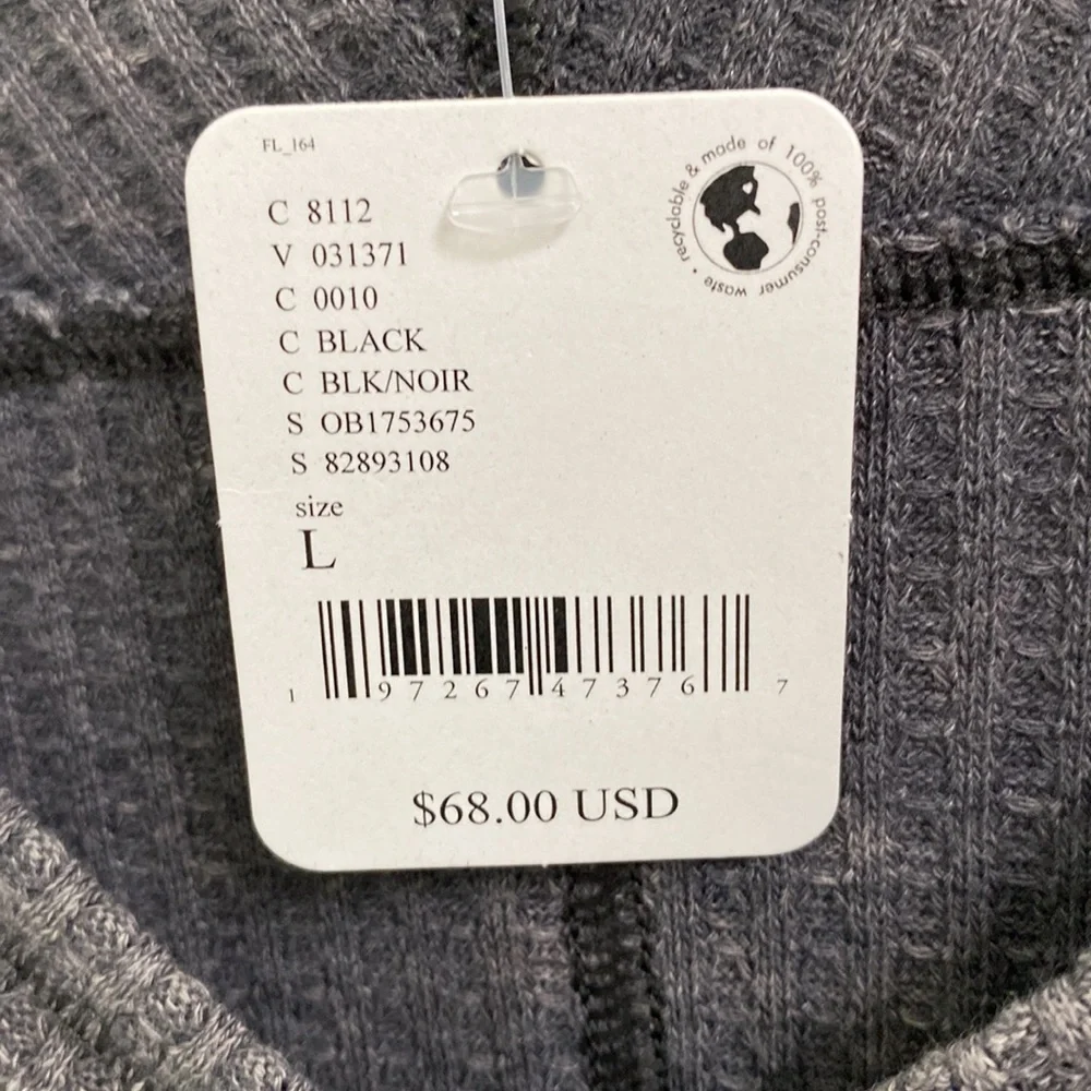 Free People We The Free Coraline Thermal Waffle Knit Top Gray Size Large NWT